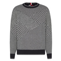 Tommy Hilfiger Sweater - PATCHWORK HERRINGBONE SWEATER black and white