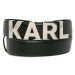 Černý kožený pásek s kovovým logem - KARL LAGERFELD
