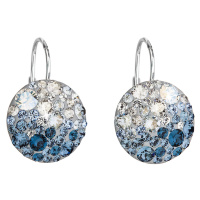 Evolution Group Stříbrné náušnice visací s krystaly Swarovski modré kulaté 31176.3 ice blue