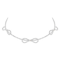 JAY Choker náhrdelník Carlita - mašle JAY-9040 Stříbrná 40 cm + 5 cm (prodloužení)