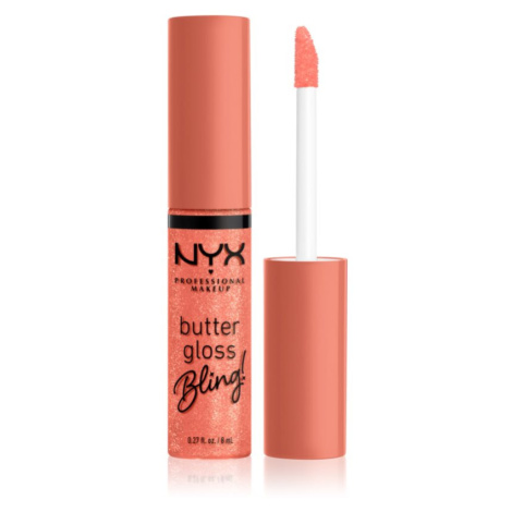 NYX Professional Makeup Butter Gloss Bling lesk na rty třpytivý odstín 02 Dripped Out 8 ml