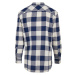 Long Oversized Checked Shirt - darkblue/cream