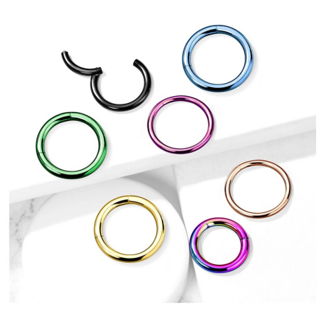 Piercing z chirurgické oceli - barevný kroužek, kloubové zapínání, 2 mm - Barva piercing: Zlatá Šperky eshop
