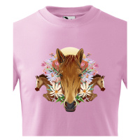Dětské tričko pro milovníky koní - kůň s květinami