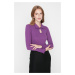 Trendyol Plum Polo Collar Corduroy Knitted Body with Snap fastener