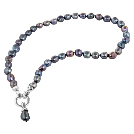 JwL Luxury Pearls Náhrdelník z pravých kovově modrých perel JL0561