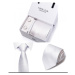Luxusní Kravata Svatební Bílá| Manžetové knoflíčky | Kapesníček Bílá