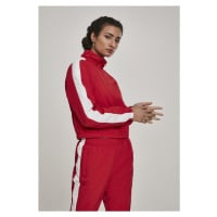 Dámská mikina zip // Urban Classics Ladies Short Striped Crinkle Track Jacket red/wht