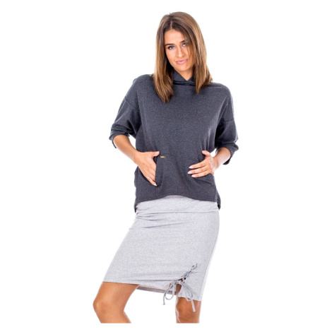 Pencil skirt with decorative lacing gray YUPS