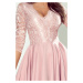 Růžové asymetrické midi šaty krajkou