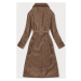 Dvouřadový klasický dámský kabát z ekologické kůže AnnGissy ve velbloudí barvě (AG6-30)