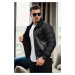 16456 Dewberry Faux Fur Inside Slim Fit Mens Winter Coat-BLACK-BLACK