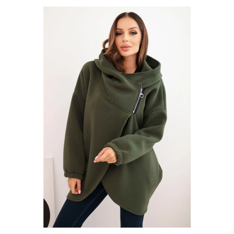 Kesi Dámská mikina s kapucí a asymetrickým zipem Barva: Zelená