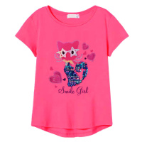 Dívčí triko s flitry - KUGO MC1237, růžová sytě Barva: Růžová sytě