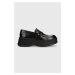Kožené mokasíny Calvin Klein PITCHED LOAFER W/HW dámské, černá barva, na platformě, HW0HW01817