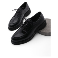 Marjin Women's Oxford Shoes with Lace-up Masculine Casual Shoes Nesan Black