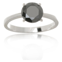 Dámský stříbrný prsten s černým zirkonem STRP0467F