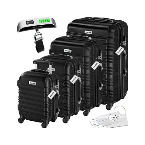 Tectake Cestovní pevné kufry Mila s váhou na zavazadla – sada 4 ks - černá