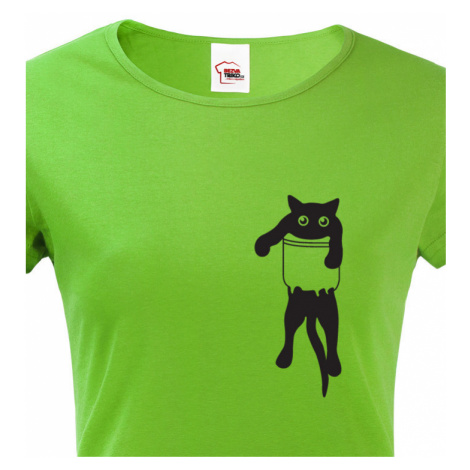 Dámské tričko s kočkou v kapse - ideální dárek pro milovníky koček BezvaTriko