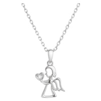 Stříbrný náhrdelník anděl se zirkonem v srdíčku 12073.1