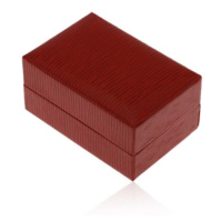 Dárková krabička na prsten nebo náušnice, tmavě červená barva, rýhy
