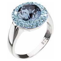 Evolution Group Stříbrný prsten s krystaly modrý kulatý 35025.3