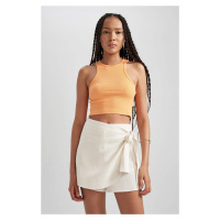 DEFACTO Fitted Halter Collar Ribbed Camisole Crop Top