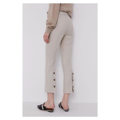 Kalhoty Tory Burch dámské, průhledná barva, jednoduché, high waist