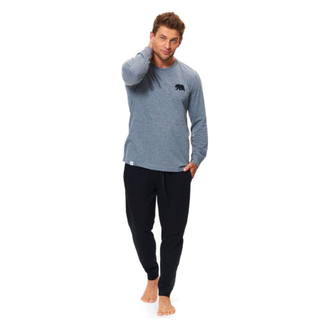 DN Nightwear Bavlněné pánské pyžamo Bear šedé dn-nightwear