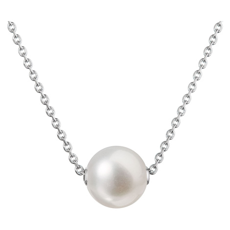 Evolution Group Stříbrný náhrdelník s pevnou bílou říční perlou na řetízku 22047.1