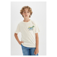 DEFACTO Boy's Crew Neck Embroidered Short Sleeve T-shirt