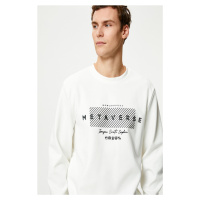 Koton Crew Neck Sweatshirt Slogan Printed Long Sleeve Ribbed