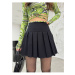 BİKELİFE Women's Black High Waist Pleated Mini Skirt