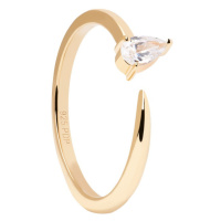 PDPAOLA Jemný pozlacený prsten se zirkony Twing Gold AN01-864 50 mm