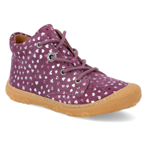 Barefoot kotníková obuv Ricosta - Pepino Dots Merlot M fialová