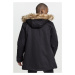 Heavy Cotton Imitation Fur Parka - black