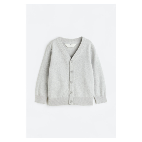 H & M - Propínací svetr z jemně pletené bavlny - šedá H&M