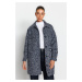 Trendyol Navy Blue Oversized Wide Cut Pocket Detailed Boucle Coat