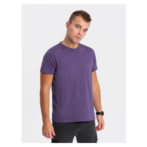 Ombre Clothing Bavlněné klasické fialové tričko s krátkým rukávem V9 TSBS-0146