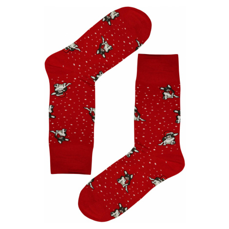 Pánské vánoční ponožky s veselými pejsky červená Aura.Via