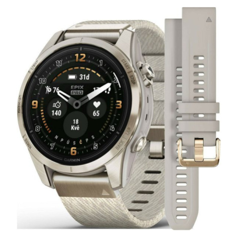 Garmin Epix™ Pro 42mm (Gen 2) Sapphire Edition Soft Gold / Cream Heathered Nylon Band - 010-0280