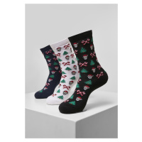 Vánoční ponožky Grumpy Santa Christmas - 3-Pack černá/námořnická/bílá