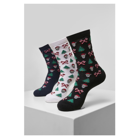 Vánoční ponožky Grumpy Santa Christmas - 3-Pack černá/námořnická/bílá Urban Classics