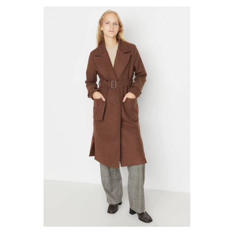Trendyol Brown Belted Cachet Coat