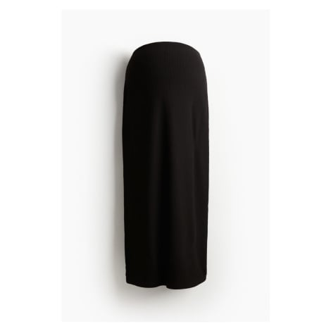 H & M - MAMA Žebrovaná midi sukně - černá H&M