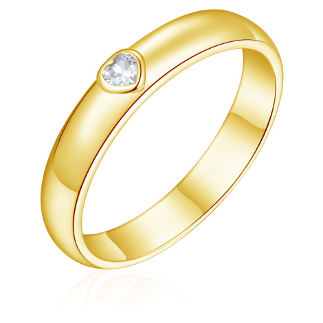 OLIVIE Snubní stříbrný prsten SRDCE GOLD 8588