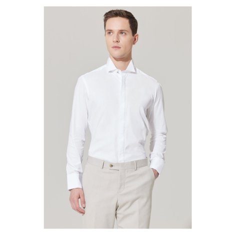 ALTINYILDIZ CLASSICS Men's White Shirt with Wrinkle-Free Fabric, Slim Fit, Fitted Fit 100% Cotto AC&Co / Altınyıldız Classics