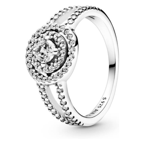 Pandora Luxusní třpytivý prsten ze stříbra Timeless 199408c01 56 mm