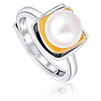 JwL Luxury Pearls Bicolor stříbrný prsten s pravou perlou JL0623