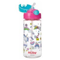 NUBY Láhev sportovní netekoucí s brčkem 530 ml, růžová, 4+